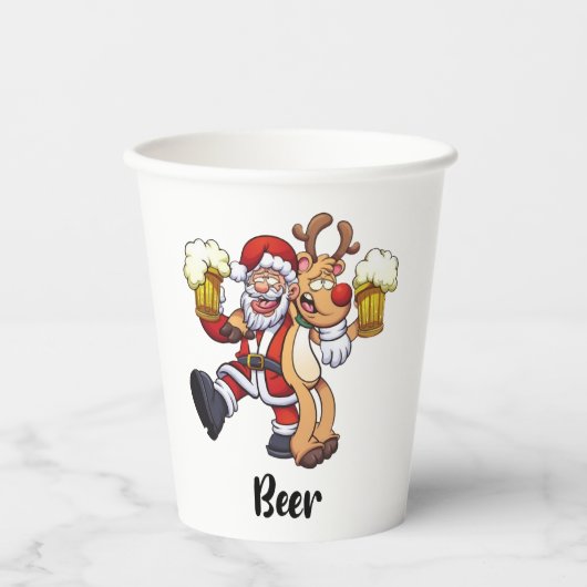 Gobelets En Papier Noël de père Noël Beer Reindeer (Recto)
