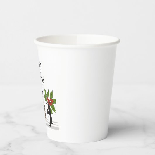 Gobelets En Papier Noël de pingouin drôle mignon personnalisé (Gauche)