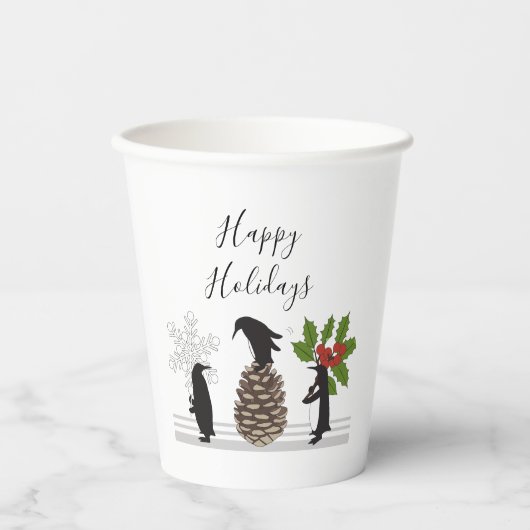 Gobelets En Papier Noël de pingouin drôle mignon personnalisé (Recto)