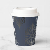 Gobelets En Papier Noël des rennes d'ivoire | Bleu (Droite)