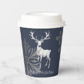 Gobelets En Papier Noël des rennes d'ivoire | Bleu (Recto)