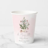 Gobelets En Papier Noël d'hiver rose Un joyeux petit baby shower (Verso)