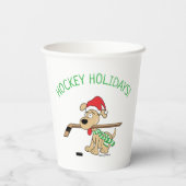 Gobelets En Papier Noël du chien de hockey (Verso)