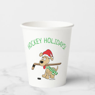 Gobelets En Papier Noël du chien de hockey