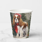 Gobelets En Papier Noël du chien espagnol Cavalier King Charles (Recto)