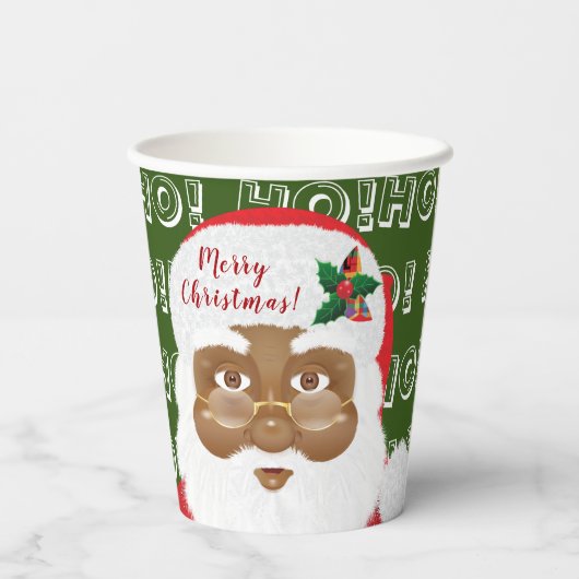 Gobelets En Papier Noël du Père Noël afro-américain (Verso)
