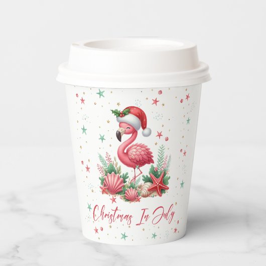 Gobelets En Papier Noël en Flamant rose juillet (Verso)