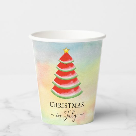 Gobelets En Papier Noël en juillet Pastèque Arbre de Noël (Recto)