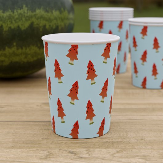 Gobelets En Papier Noël en Juillet Pastèque Arbres Tasses en Papier