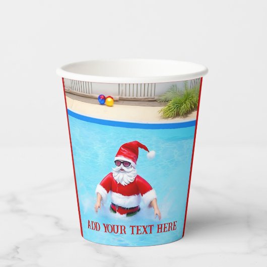 Gobelets En Papier Noël en juillet Pool Party (Recto)