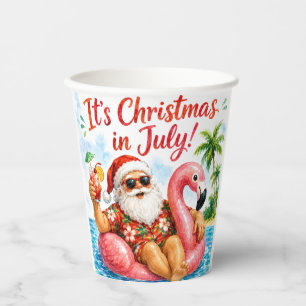 Gobelets En Papier Noël en juillet Santa Flamingo Hawaïen Amusant