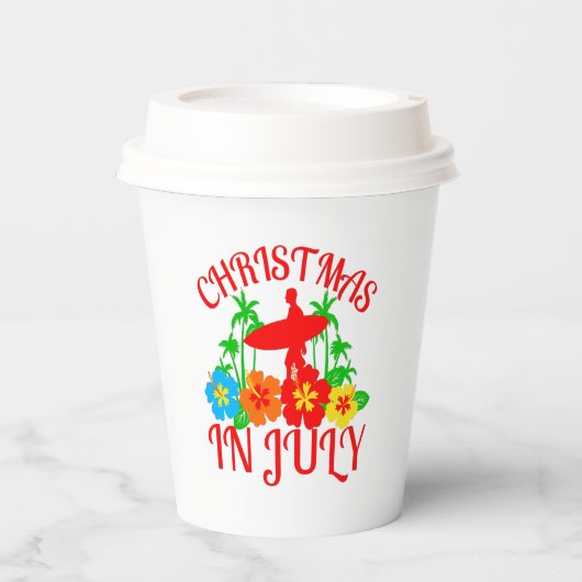 Gobelets En Papier Noël festif en juillet Surfer party (Recto)