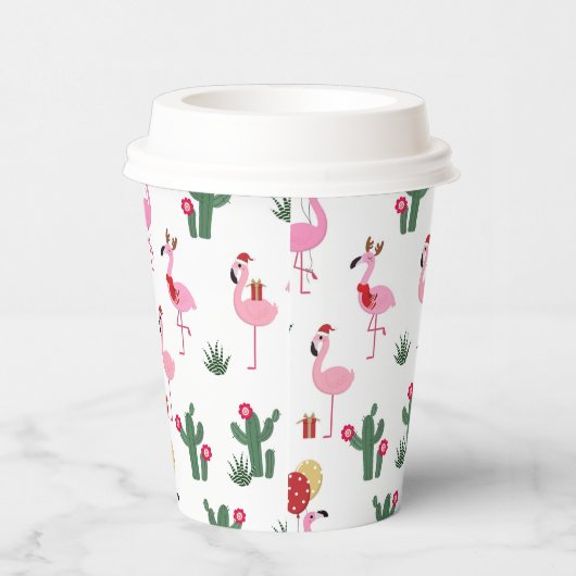 Gobelets En Papier Noël Flamant rose rose Festive Fête Fête (Droite)