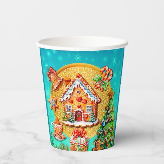 Gobelets En Papier Noël Gingerbread Candy House et Nouvel An (Verso)