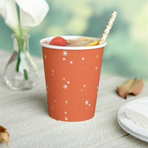 Gobelets En Papier Noël Gold Star Festive Moderne Vacances d'hiver