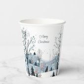 Gobelets En Papier Noël hiver neige paysage Joyeux Noël (Verso)