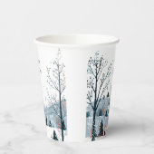 Gobelets En Papier Noël hiver neige paysage Joyeux Noël (Gauche)