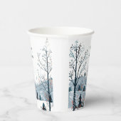 Gobelets En Papier Noël hiver neige paysage Joyeux Noël (Droite)