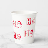 Gobelets En Papier Noël Ho Ho Ho rouge rouge et blanc mignon (Verso)