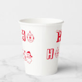 Gobelets En Papier Noël Ho Ho Ho rouge rouge et blanc mignon (Droite)
