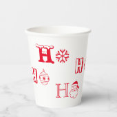 Gobelets En Papier Noël Ho Ho Ho rouge rouge et blanc mignon (Recto)