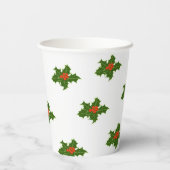 Gobelets En Papier Noël Holly Motif Red Berries Feuilles verts (Verso)