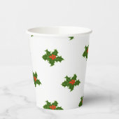 Gobelets En Papier Noël Holly Motif Red Berries Feuilles verts (Gauche)