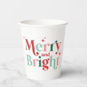 Gobelets En Papier noël joyeux et rose vif rouge police moderne (Recto)