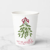 Gobelets En Papier Noël Mignonne Aquarelle Verdure Mistletoe (Verso)