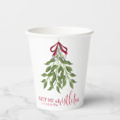 Gobelets En Papier Noël Mignonne Aquarelle Verdure Mistletoe (Recto)