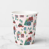 Gobelets En Papier Noël Motif du village rose mignon (Verso)