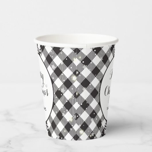 Gobelets En Papier Noël Noir Blanc Buffle Plaid (Droite)