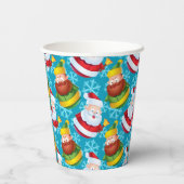 Gobelets En Papier Noël Père Noël et ami avec Flambeau de neige (Verso)