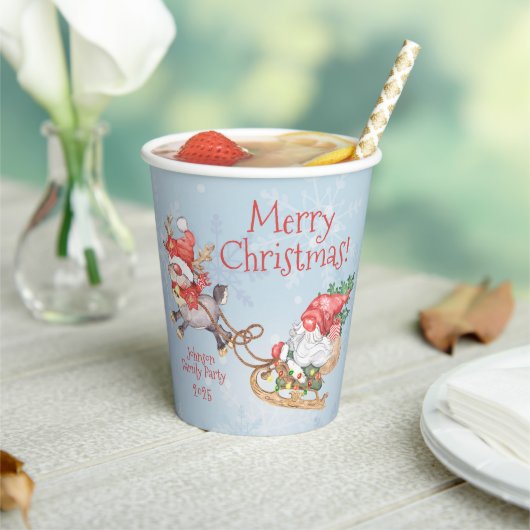 Gobelets En Papier Noël Père Noël Gnome avec Reindeer Personnalisé (Insitu)