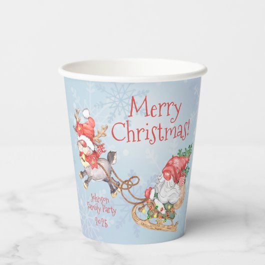Gobelets En Papier Noël Père Noël Gnome avec Reindeer Personnalisé (Verso)
