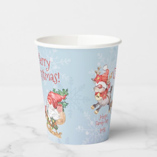 Gobelets En Papier Noël Père Noël Gnome avec Reindeer Personnalisé (Gauche)