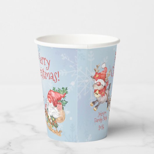 Gobelets En Papier Noël Père Noël Gnome avec Reindeer Personnalisé (Droite)