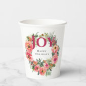 Gobelets En Papier Noël Pink Joy Wreath Botanique (Recto)