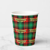 Gobelets En Papier Noël Plaid Et Feuilles (Recto)
