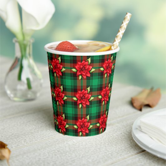 Gobelets En Papier Noël Plaid Et Feuilles (Insitu)
