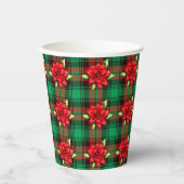 Gobelets En Papier Noël Plaid Et Feuilles (Recto)