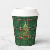 Gobelets En Papier Noël Plaid Green, Rouge (Verso)