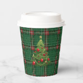 Gobelets En Papier Noël Plaid Green, Rouge (Recto)