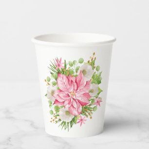 Gobelets En Papier Noël Poinsettia vacances Floral