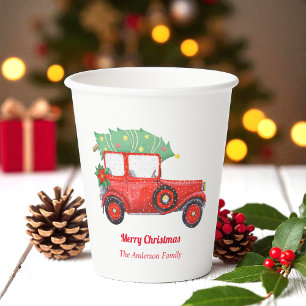 Gobelets En Papier Noël Red Truck Fête