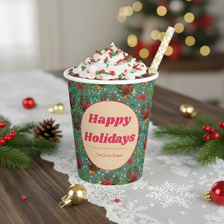 Gobelets En Papier Noël Reindeer Forest vert