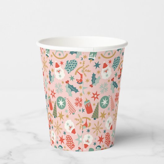 Gobelets En Papier Noël Retro Pastel (Droite)