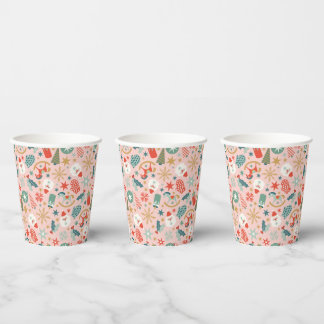 Gobelets En Papier Noël Retro Pastel