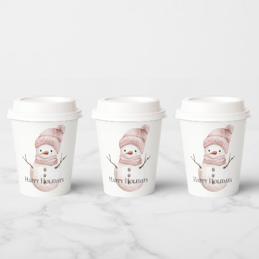 Gobelets En Papier Noël rose blanc neige (Multi)