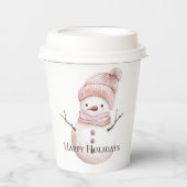 Gobelets En Papier Noël rose blanc neige (Recto)